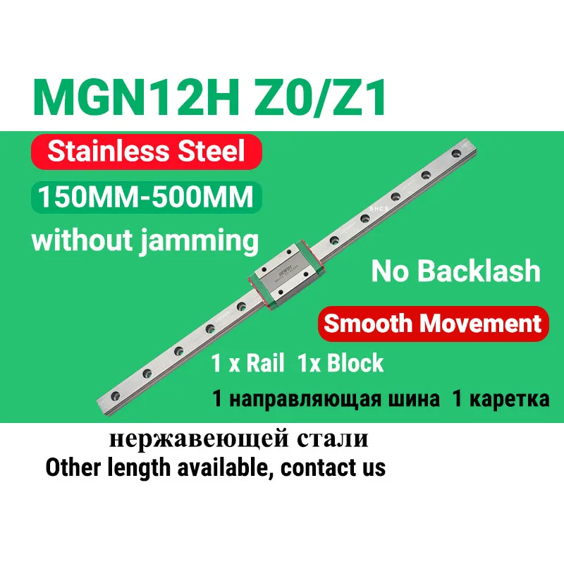 HIWIN MGN12H Stainless Steel Linear Guide Rail With MGN12H Carriage Block Z0 Z1 Preload