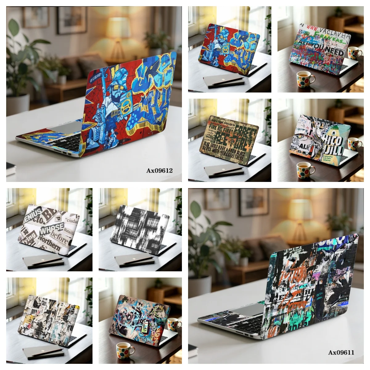2 Pcs/pack Tree Graffiti Art Laptop Skin Stickers Self-Adhesive Protective for MacBook Laptops Waterproof Keyboard Decoration