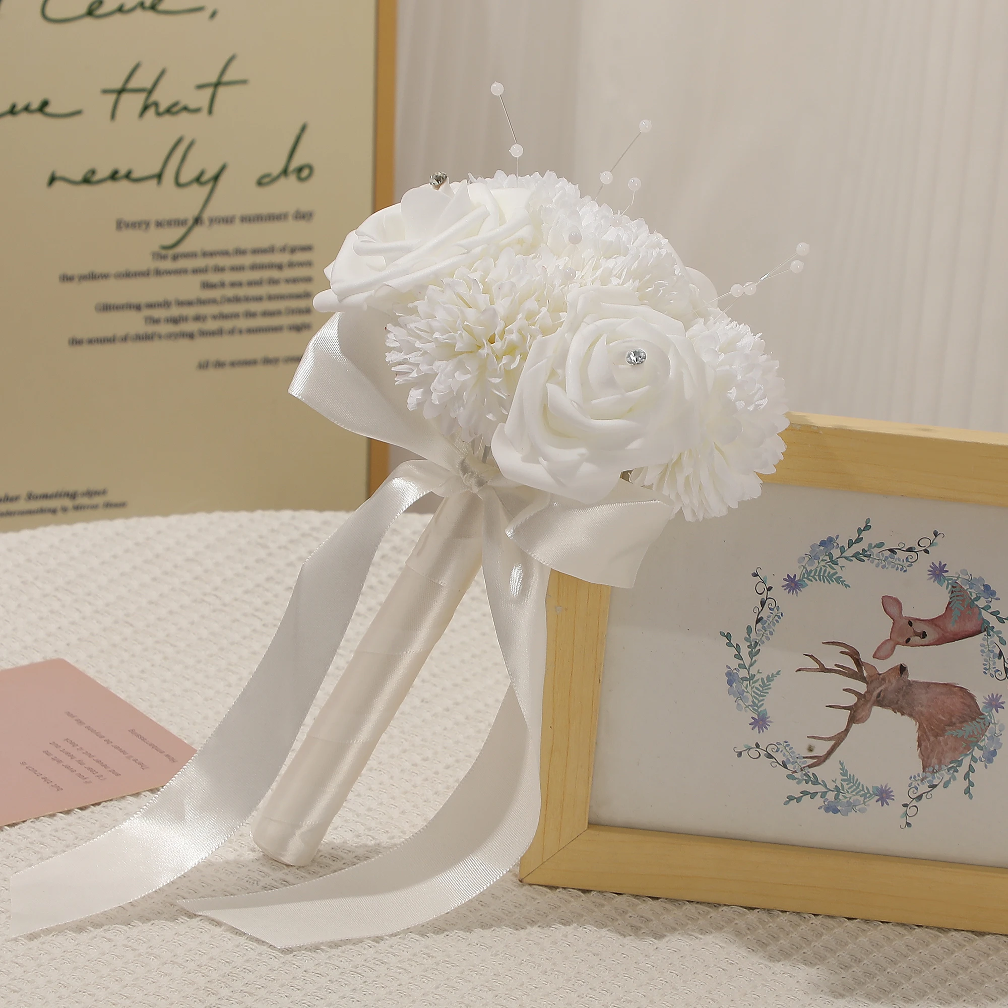 

Wedding Bouquet Set for Bride Maids - Church Wedding Decoration Handheld Flowers for Brides Gift Ideal for Wedding Parties