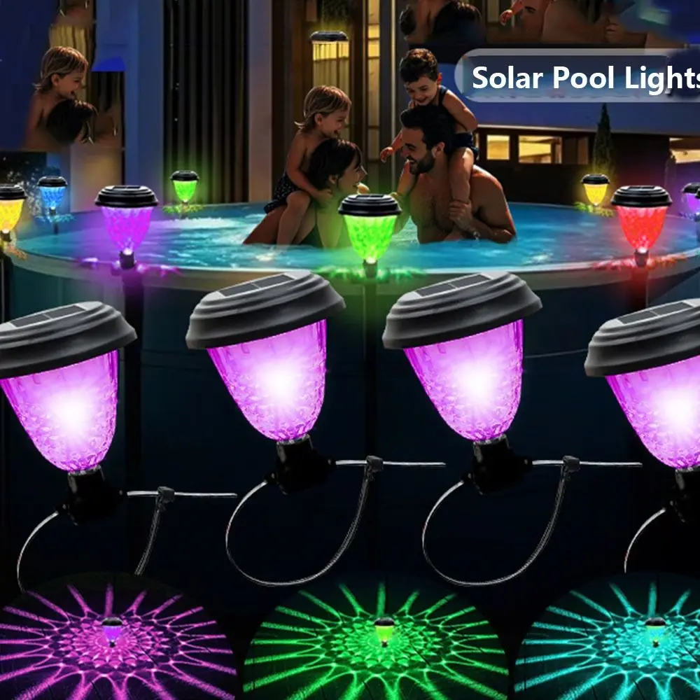 

4pcs Waterproof Solar Zip Tie Light Atmosphere Flexible Installation Pool Fence Lights Colorful light Solar Railing Lights