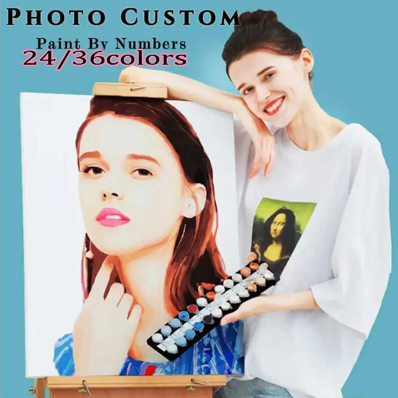 Paint By Numbers Photo Custom DIY Oil Kits Drawing Canvas Christmas Wedding Gift Paint Coloring By Numbers