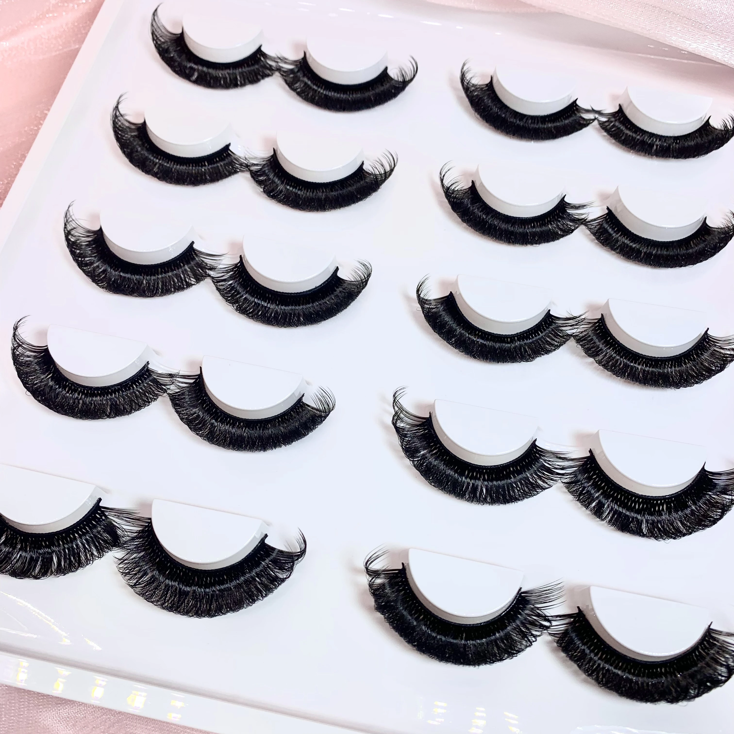 10 Pairs DD Curl Russian Strip Lashes Fluffy Volume False Eyelashes DD Curl Dramatic Messy Faux Mink Fake Lashes Make Up