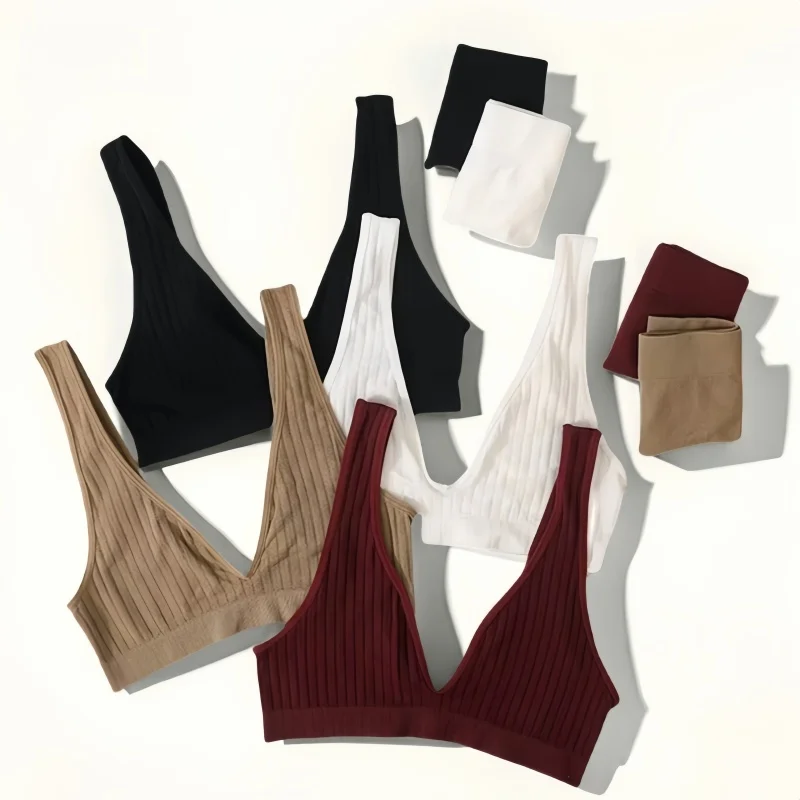 Seamless Bra And Panties Set Push Up Bras Women Sexy Lingerie Female High Waist G-String V-neck Brassiere Underwear Set