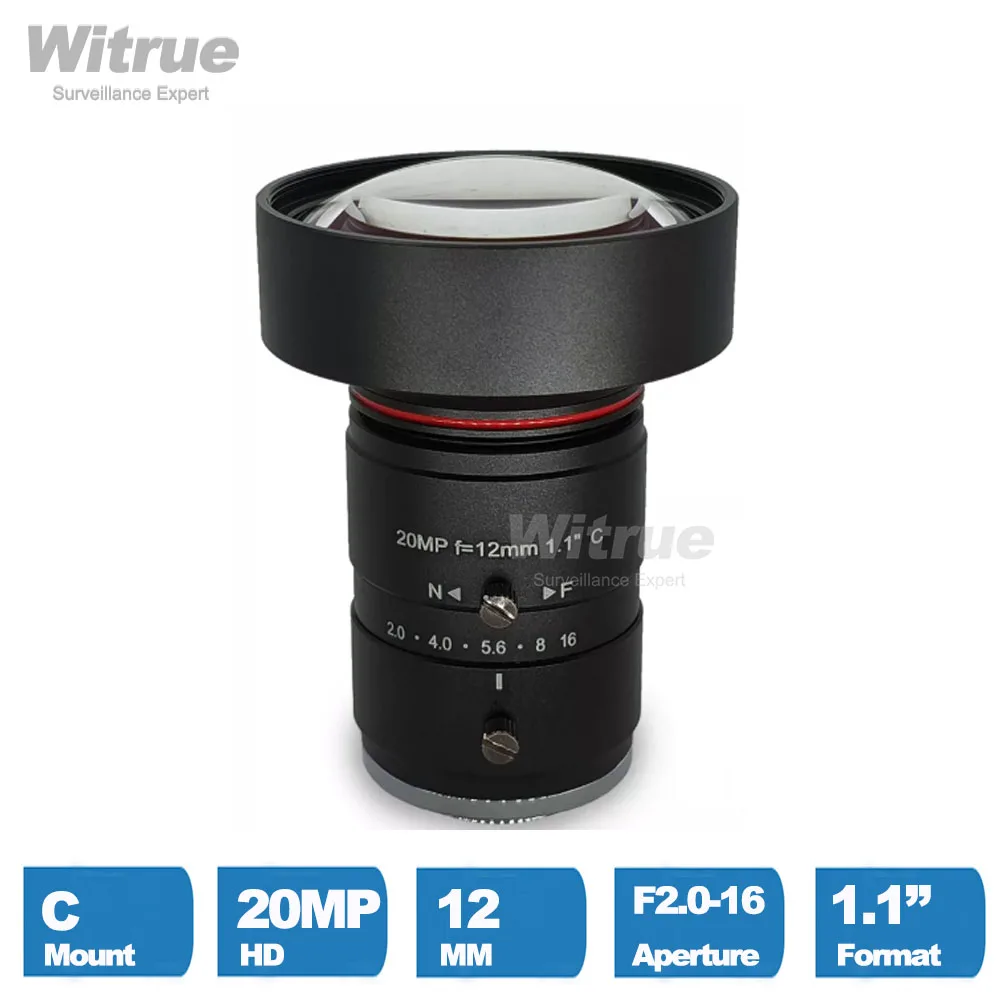 Witrue HD 4K Industrial CCTV Lens 20MP C Mount 12MM F2.0-16 1.1
