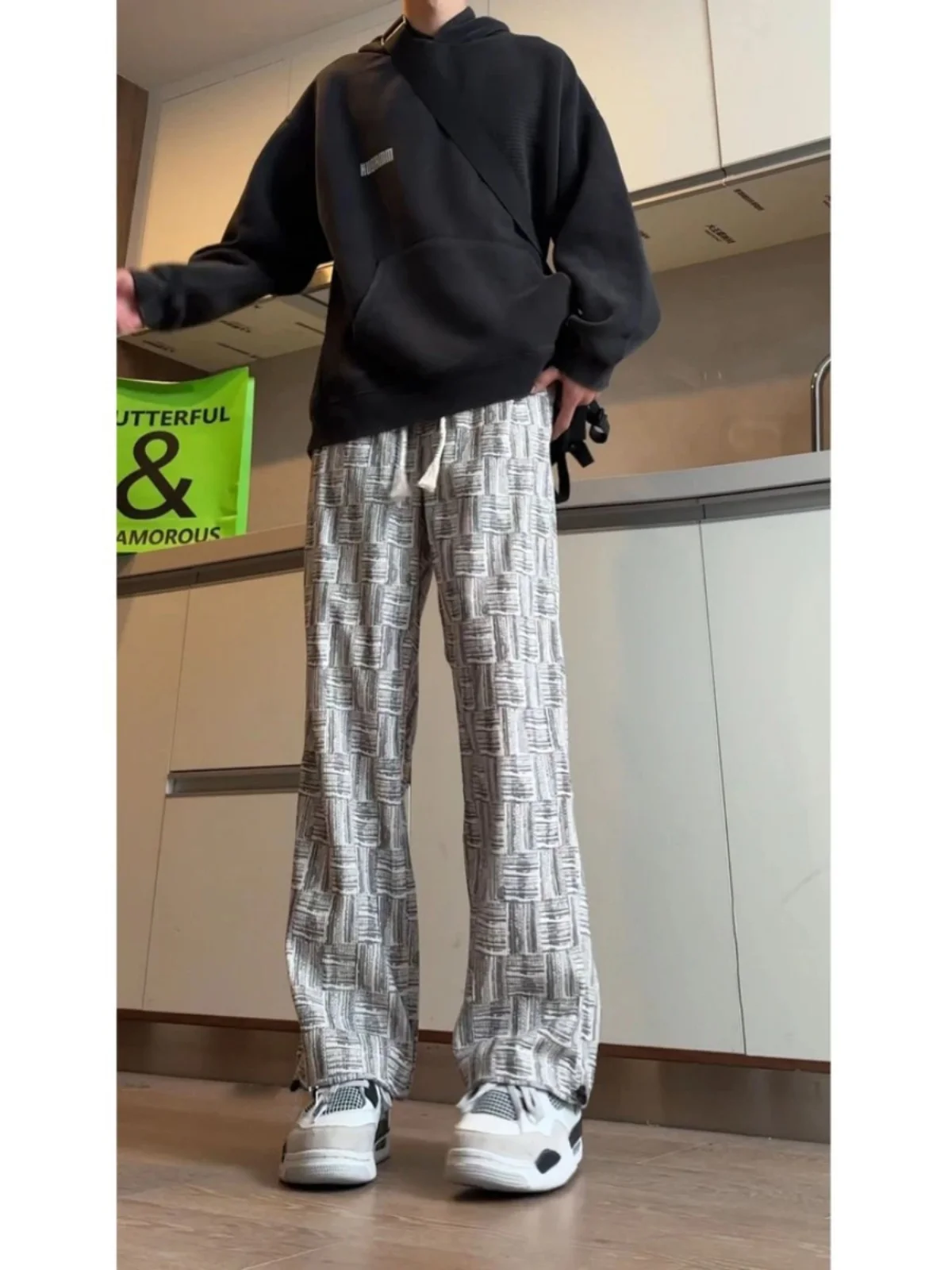 

Мужские зимние свободные брюки прямого кроя из вельвета с узором в рубчик, в американском ретро-стиле, на флисовой подкладке, повседневные, в стиле BF (бойфренд)