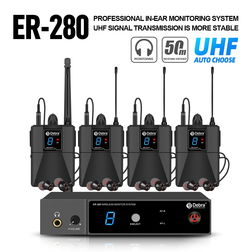 FROKET UHF ER-280 In-Ear Monitoring Wireless System Singal Channel Multiple Transmitter For Small Concerts And Home Theater.