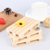 1 Pc 12*8*2cm Mini Wooden Pallet Beverage Coasters Insulation Pad Cup Coaster Pot Mat 5