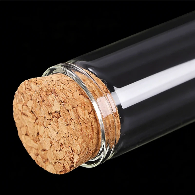 

10Pcs 10-100ml Corked Glass Test Tube Bottle Mini Travel Clear Straight Mouth Candy Terrarium DIY Wedding Craft Wishing Bottles