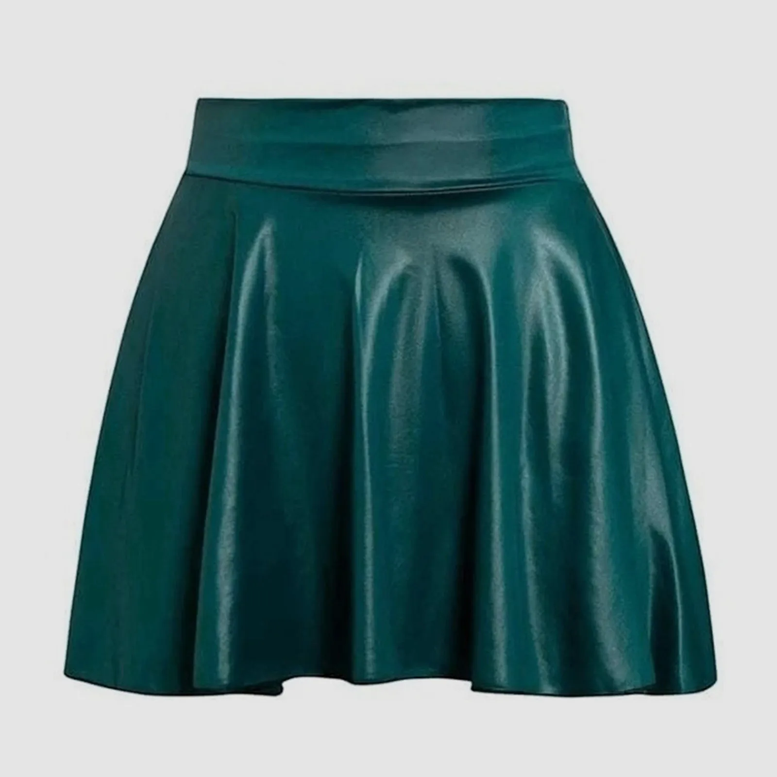 Women's Fashion Metallic Skater Skirt High Waist Pleated Solid Color Short SkirtSparkly Shiny Flared Pleated A Line Mini Skort