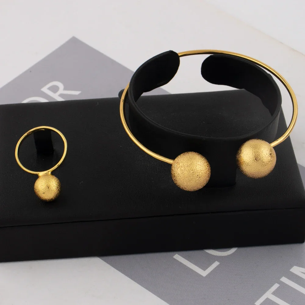 

New Little Pearl Ring Bangle for Women Fashion Gold Color Delicate Big Circle Bracelet Ring France Jewelry Gift For Party Daily
