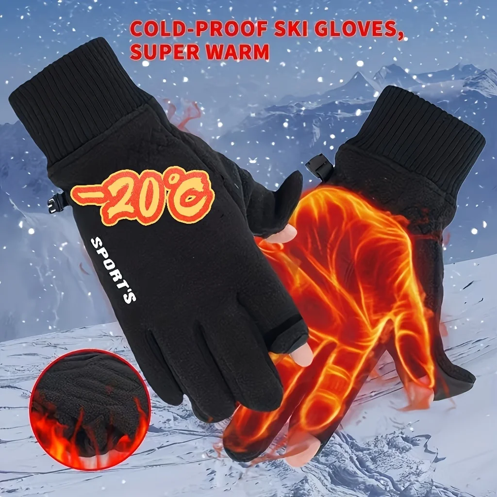 Cycling Gloves, Winter Leakage, Two Finger Warmth, Men's and Women's Outdoor Gloves