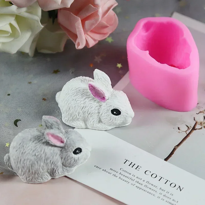 Cute Rabbit Silicone Mold Chocolate Mu Si Fondant Baking Cake Mold Plaster Drop Glue Handmade Soap Mold Home Baking Supplies