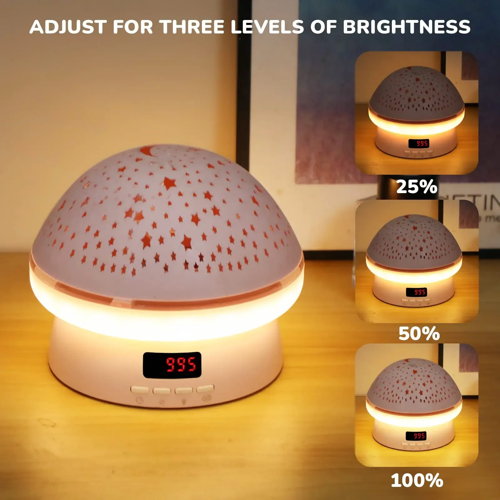 Mushroom Star Night Light Projector Toys for Boys Night Light Projector for Kids Gaming Room Remote Control and Timer Design