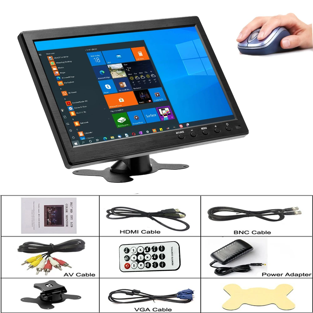 Podofo 10,1 HD Auto-Monitor TFT LCD HD Digitaler Rückfahrmonitor Multimedia-Display mit HDMI/VGA/AV/USB/SD PC/TV/DVD-Player für LKW – Detail 2