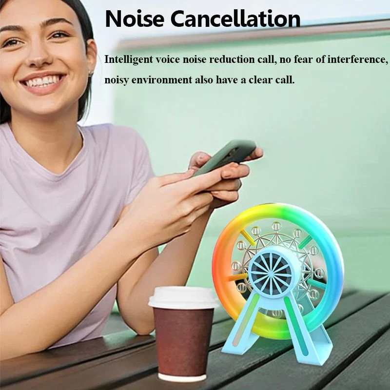 عجلة فيريس محمولة سمّاعات بلوتوث RGB ضوء ملون بلوتوث Soundar Handfree Call مشغل موسيقى MP3 مع ساعة منبه FM