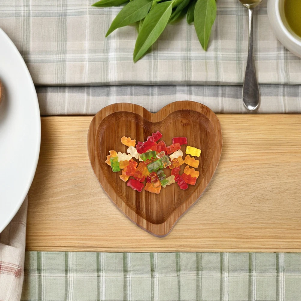 

Organizer Love Heart-shaped Bamboo and Wood Tray Jewelry Dish Wooden Storage Rack