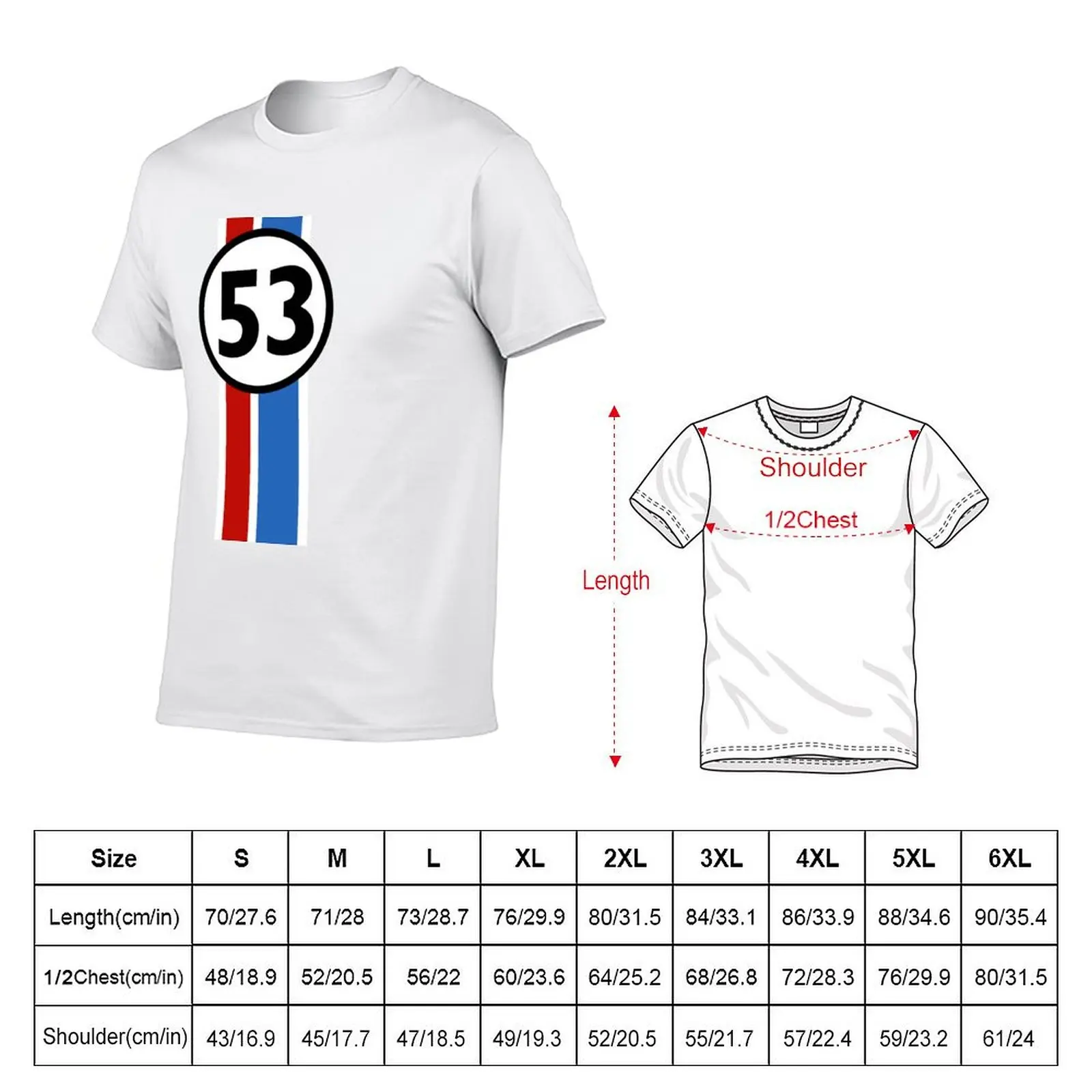 Herbie 53 T-Shirt Basic Solid Color Short Sleeve Cotton Top