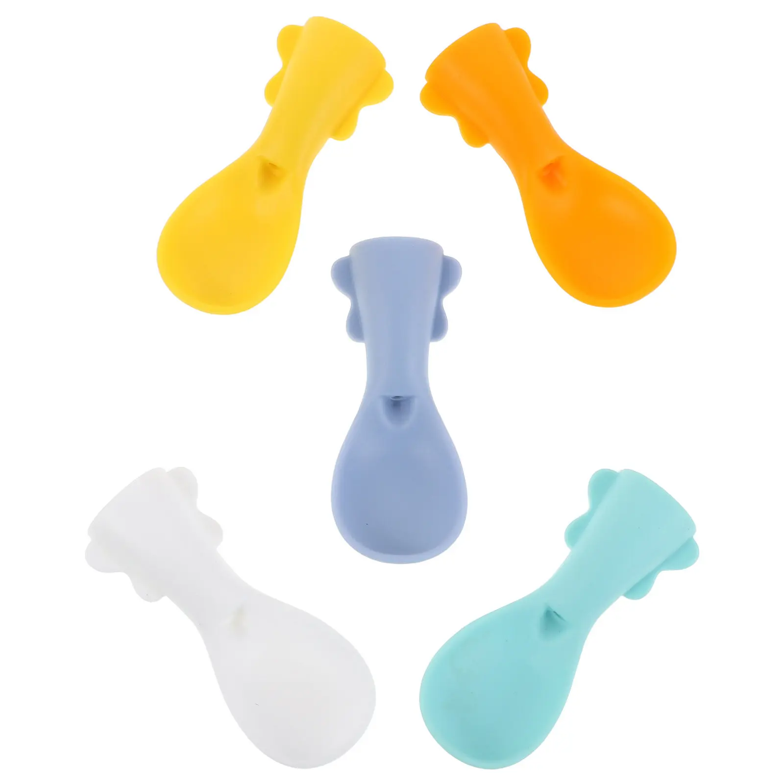 

5Pcs Silicone Baby Feeding Spoon Attachment Soft Flexible Food Pouch Squeeze Spoons Mess-Free Puree Dispenser for Babies