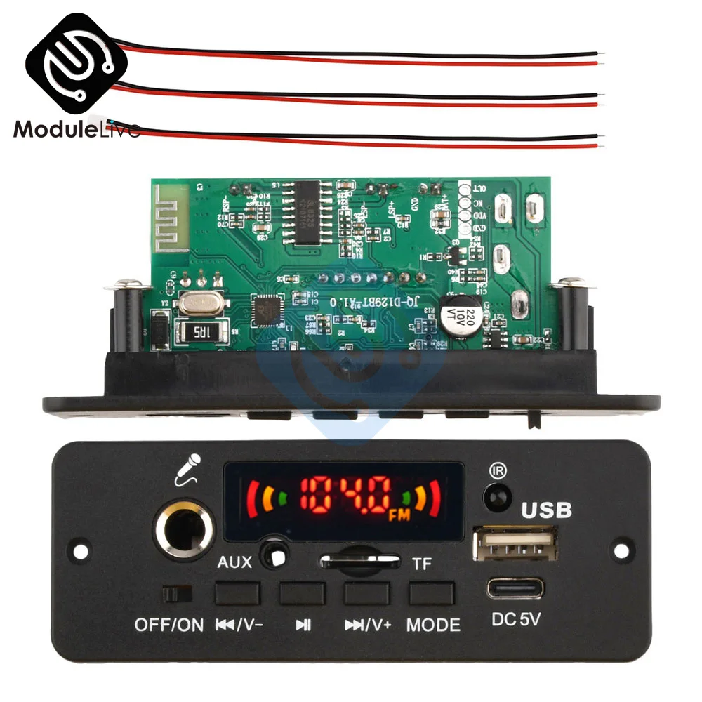 

DC 5V Power Supply Amplifier Board 2 * 5w Bluetooth 5.0 Module Mp3 Decoding Board With Microphone Function Support Fm Reception