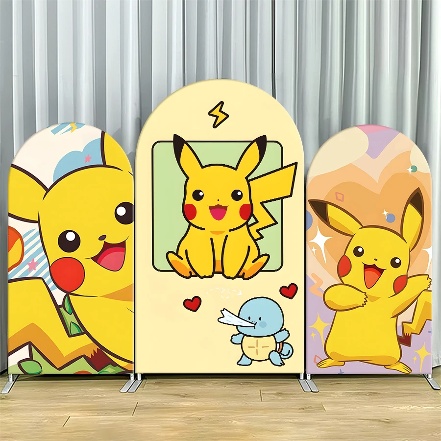Pokemon Bogen-Hintergrundstoff Pikachu Kindergeburtstag Party-Spiel Anime-Thema Fotobox Babyparty-Dekoration Ohne Ständer