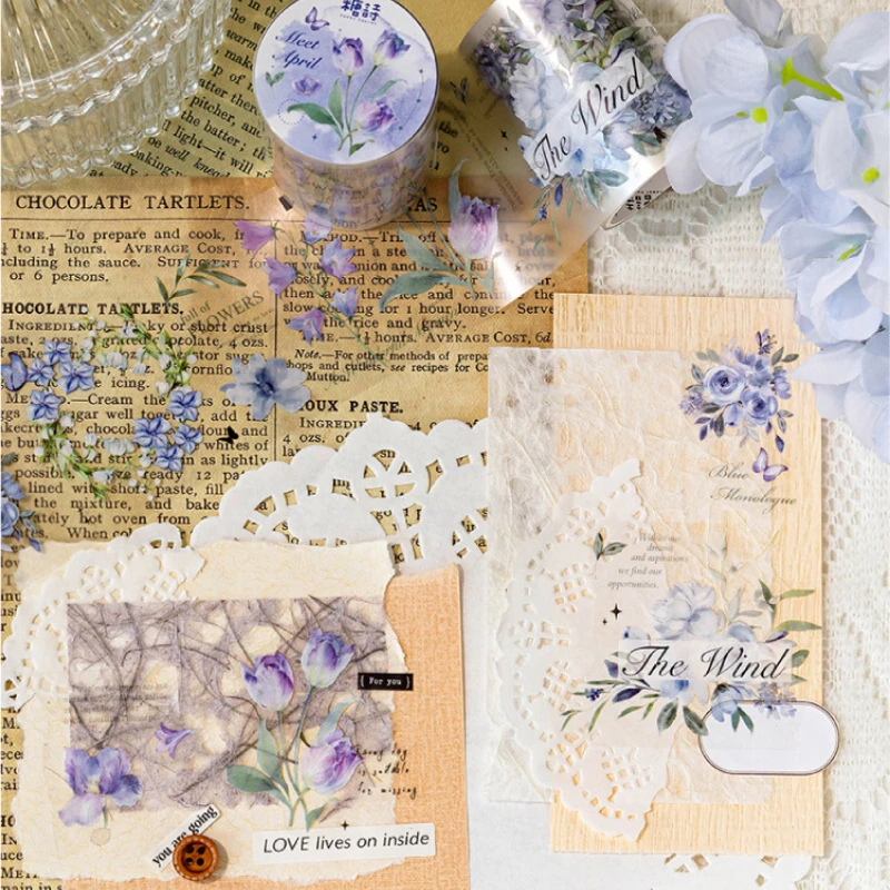 Mr. Paper, 20cm/roll, Plant and Flower Themed Tape, Decorative Scrapbook, Handmade Notebook, Phone Case Sticker Tape