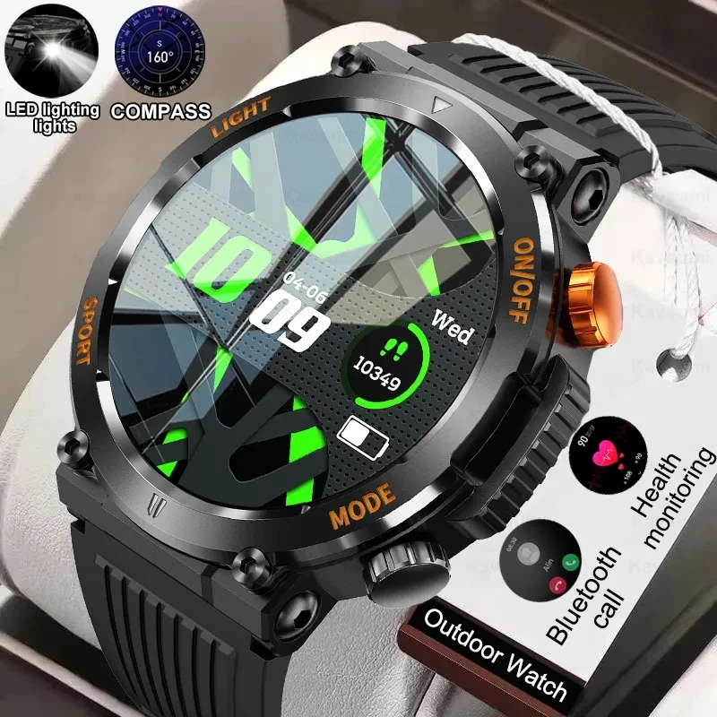 

2023 Smart Watch Military Quality Outdoor Waterproof Anti Falling Anti Pressure Sport Fitness Bluetooth Call Smartwatch Clockes