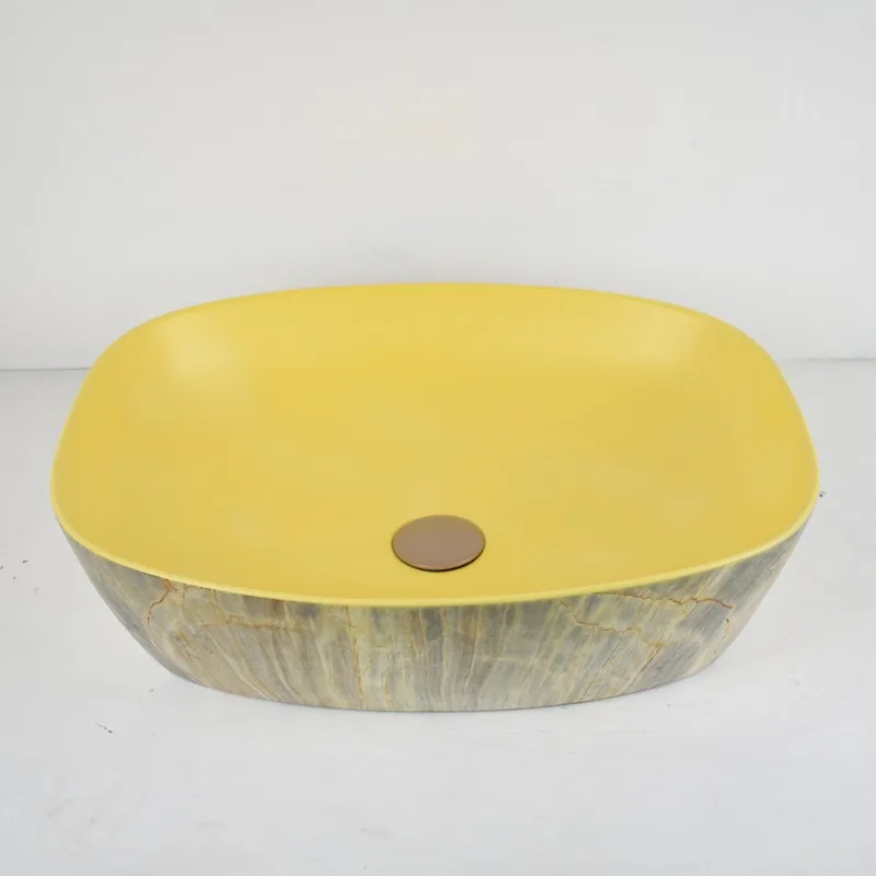 Simple LOFT Yellow Ceramic Countertop Basin Wash Basin, Design Aesthetics INS Nordic B & B Hotel Art Basin