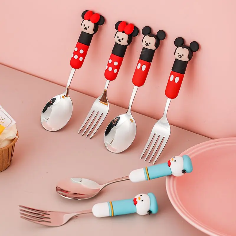 New Mickey Minnie Donald duck cartoon peripheral spoons and forks high-looking baby food supplements special stainless steel