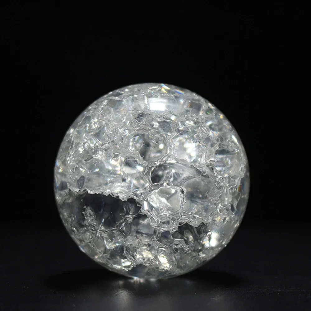 4/5/6/8cm Ice Crack Crystal Ball Glass Magic Sphere Feng Shui Rocky Ornament Water Fountain Bonsai Ball Living Room Home Decor