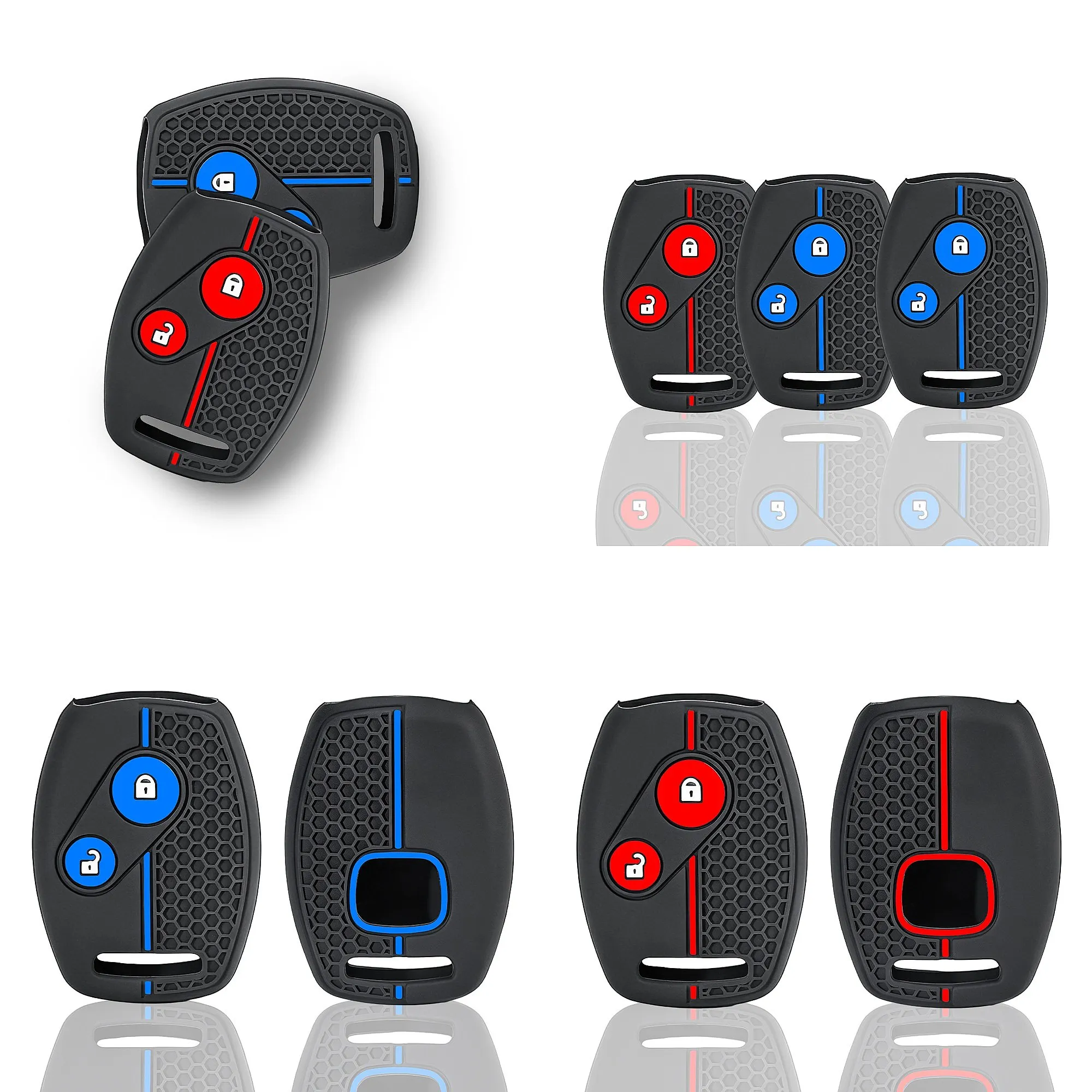 Housse de clé en silicone à 2 boutons, pour Honda CR-V Civic Insight Fit SRV FRV Chord7 Jazz Gr8 150R