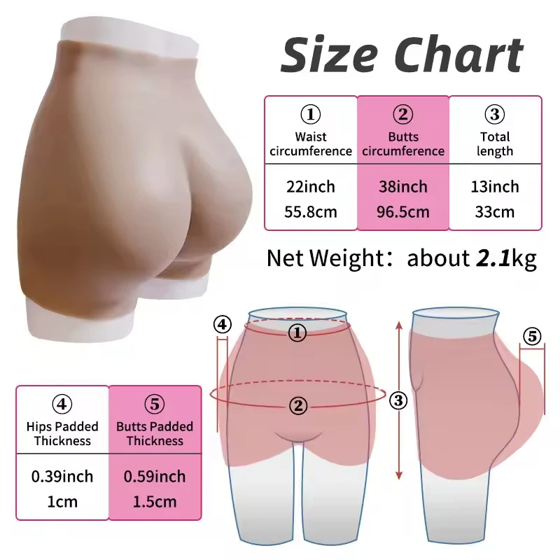 100% Full Silicone Fake Ass Female Hips Padded 1.5Cm Buttocks And 1Cm Hips Enhancement Shapewear For African Woman