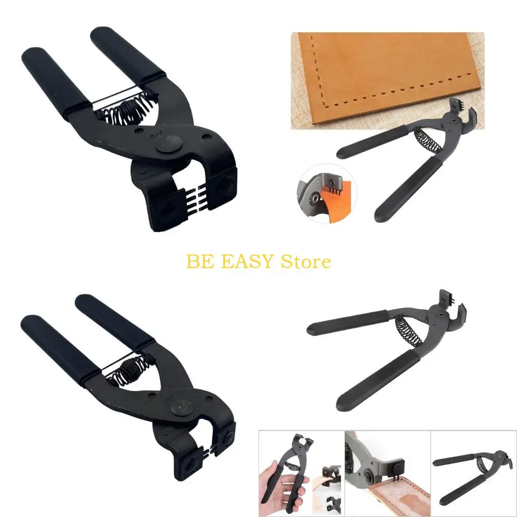

E28F Heavy Duty Leather Hole Puncher Pliers 2 Prongs/4 Prongs Carbon Steel Leather Craft Punching Tool for Leatherworking