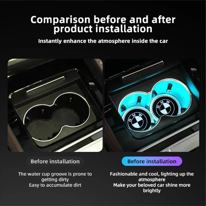 Car Water Cup Bottle Lamp Auto Holder Mat Pad Luminous Coaster For BMW M5 E90 E91 E92 X1 X2 X3 X4 F07 F10 F15 F16 F20 F25 G30 Z4