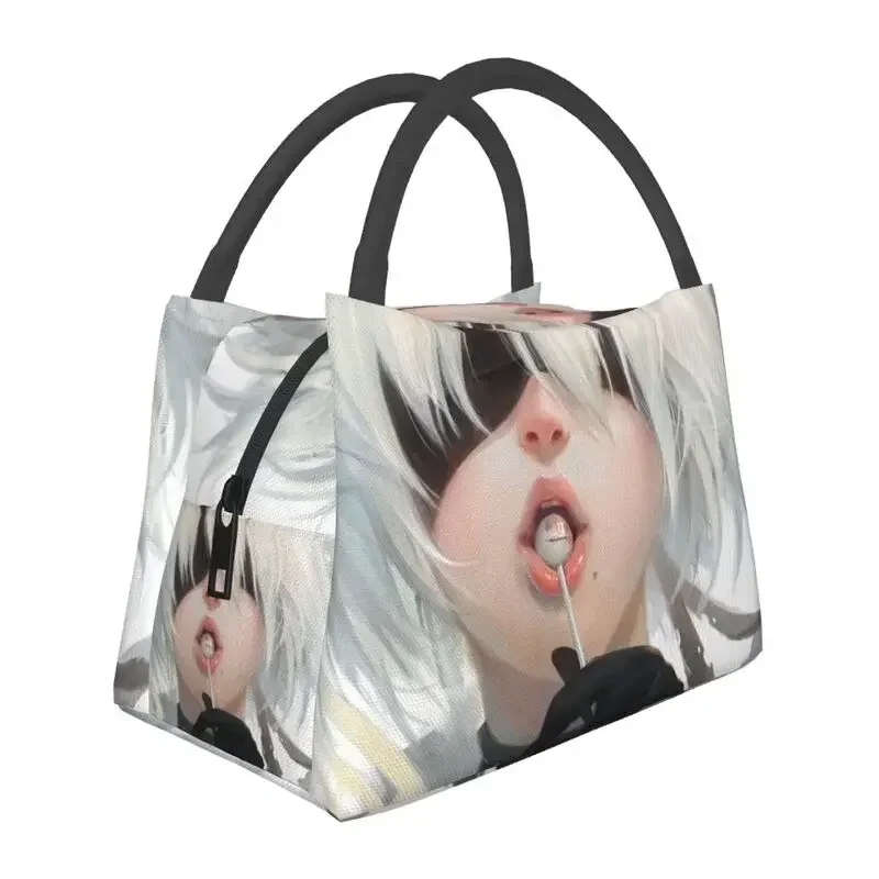 2B Nier Automata Boxer Resuable Lunch Box for Women Waterproof Anime Cartoon Game Cooler Thermal Food Insulated Lunch Bag