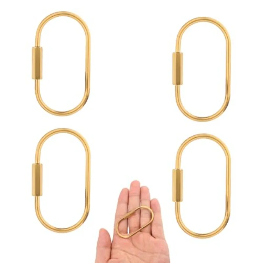 

4pcs Brass Screw Lock Keychains Durable Gold Key Ring Simple Key Fob Holder Carabiner Keyring Clip Car Key Chain Accessories fo