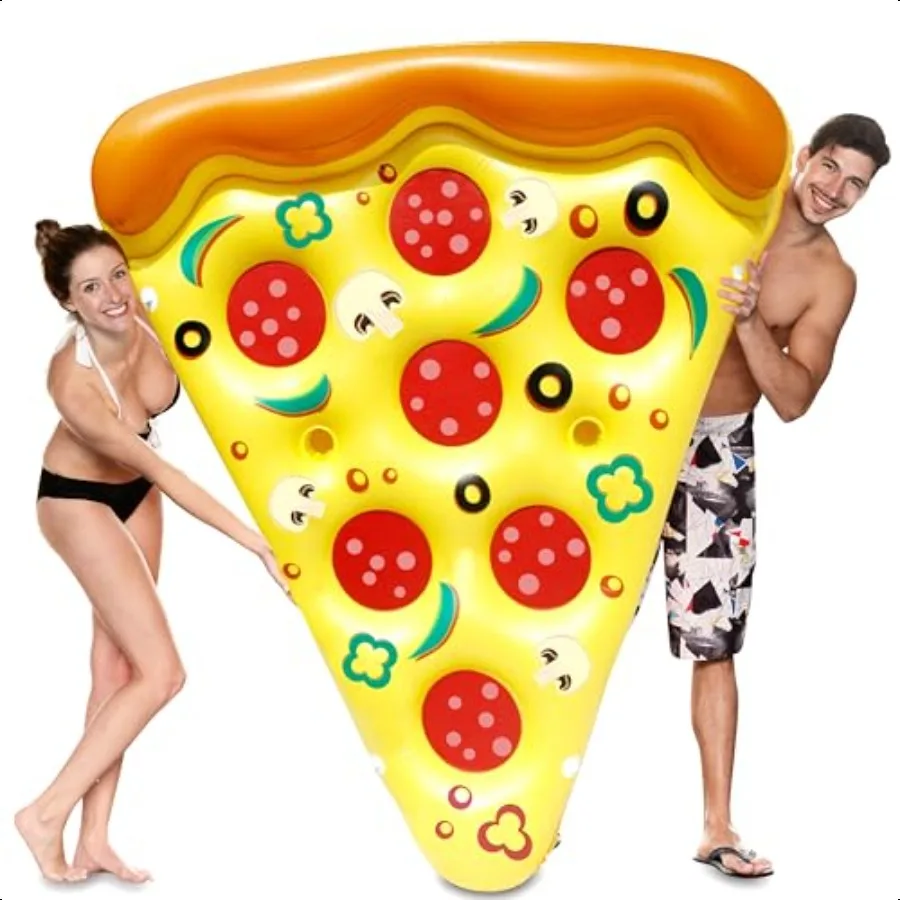 

Giant Iatable Pizza Slice Pool Float Fun Pool Floaties Swim Party Toy Summer Pool Raft 1 Pack Extra Large with Cup Holders