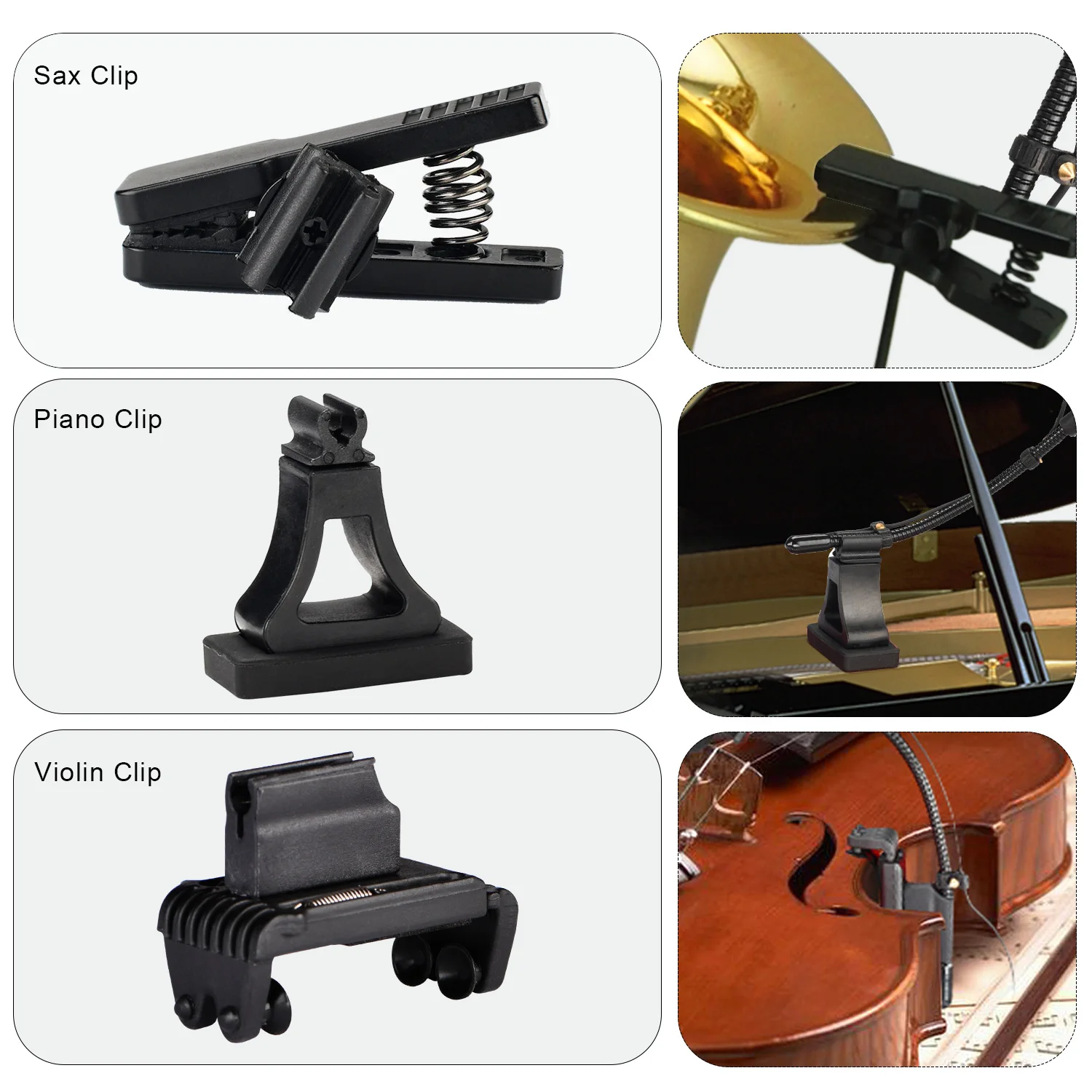 FREEBOSS Violin Microphone with Clip Wired Condenser 3.5mm Microphones Professional Musical Instrument Clamp Fiddle Mic IM-22-L3