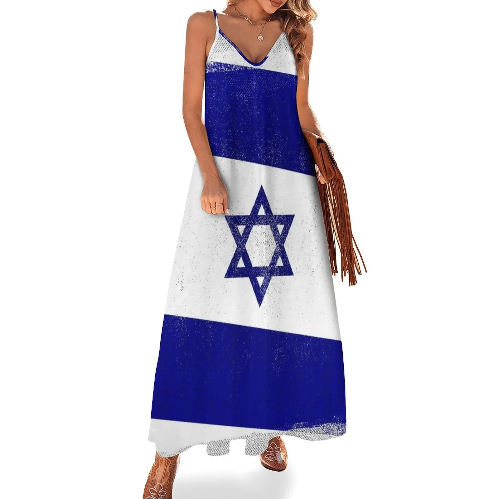 

Israeli Distressed Halftone Denim Flag Sleeveless Dress clothes summer women's dress 2024 summer dresses womens 2024