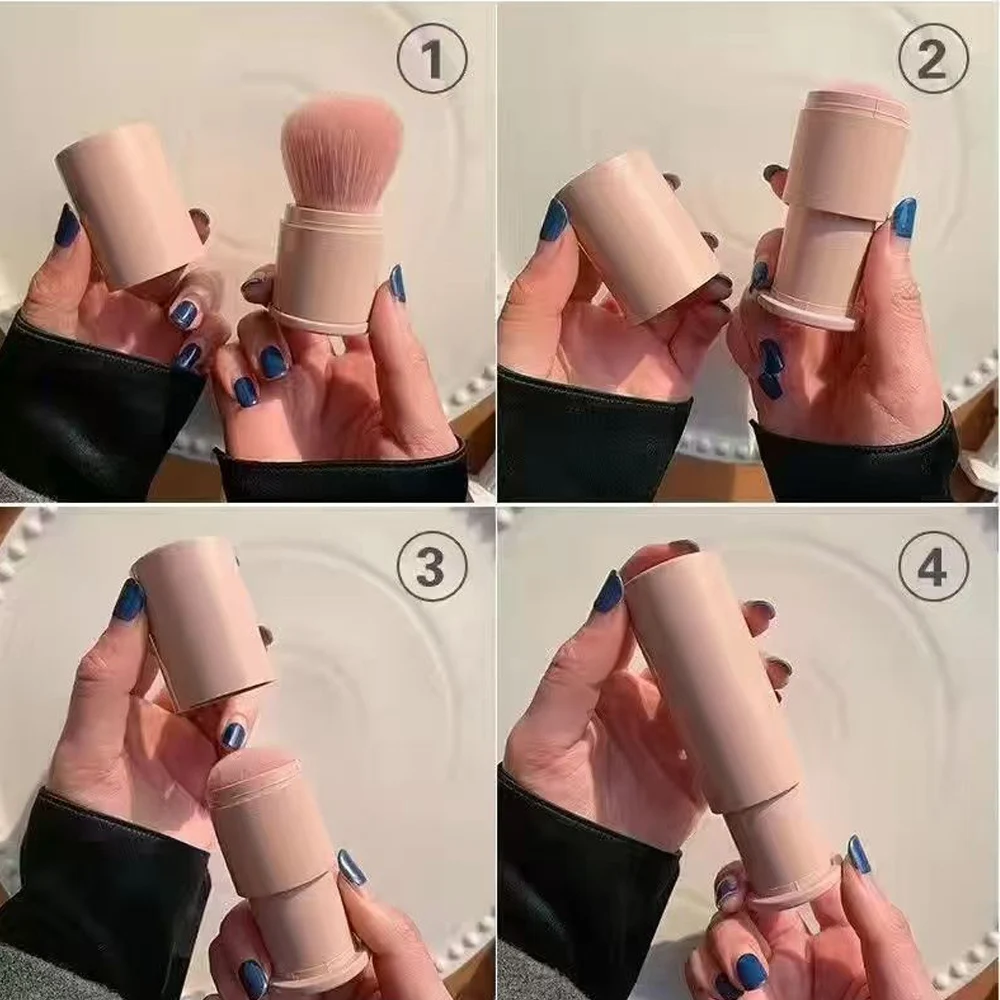 Extendable Makeup Brush Portable Travel Multi-functional Loose Powder Blush Brush for On-the-Go Beauty Essentials