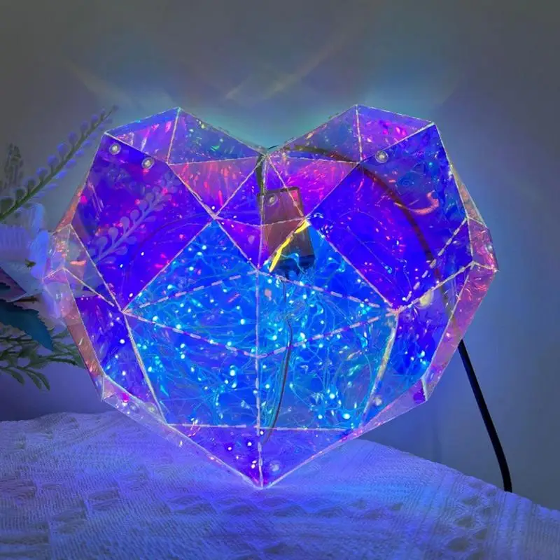 

Crystal Heart Light Portable Heart Shape Light Creative Bedroom Table Lamp Exquisite Soft Light Sleep Night Lamp For Desktop
