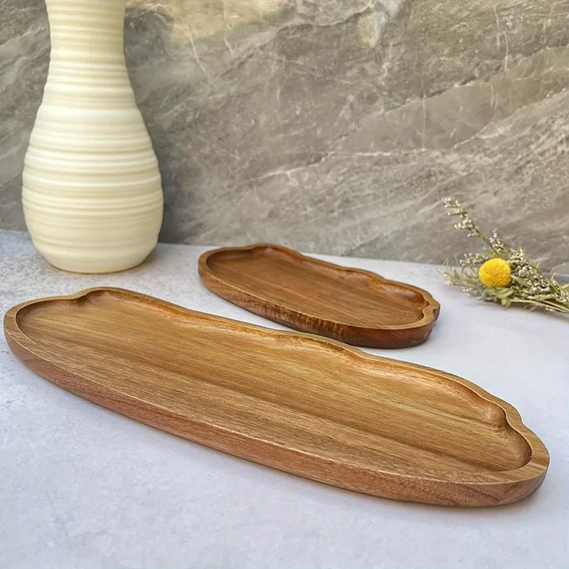 

Japanese Style Wooden Tea Coffee Tray Fruit Dessert Candy Plate Wood Decorative Bread Snack Cake Food Dish Trays Tableware
