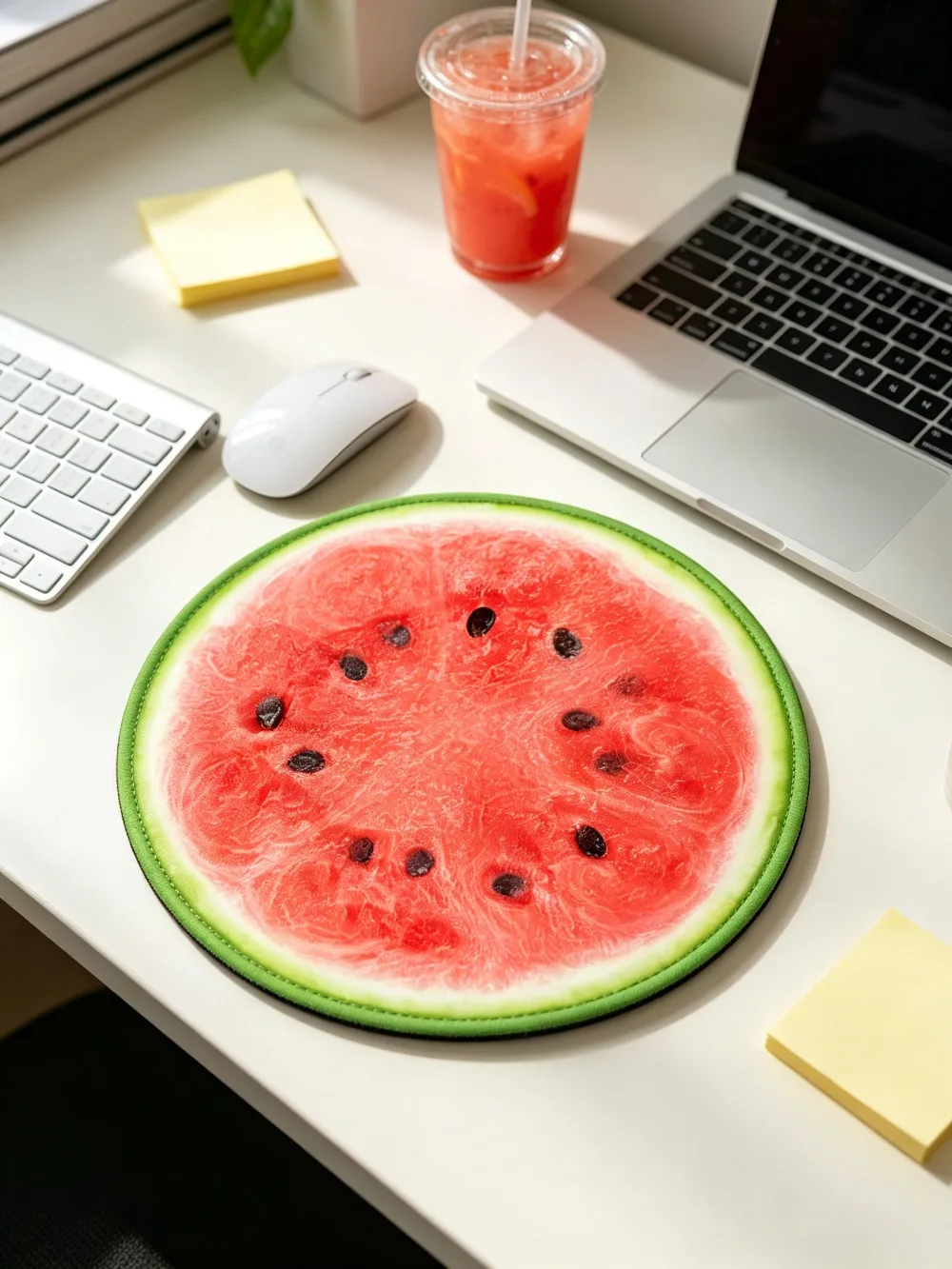 Realistic Watermelon Slice Round Mouse Pad Anti‑Slip Rubber Desk Mat Office Laptop Computer Mousepad Funny Home Table Decor Gift
