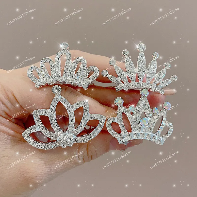 Children's high-end crown headgear Princess hairpin Girls' crown plug comb  girl performance hair comb Premium sense hairpin