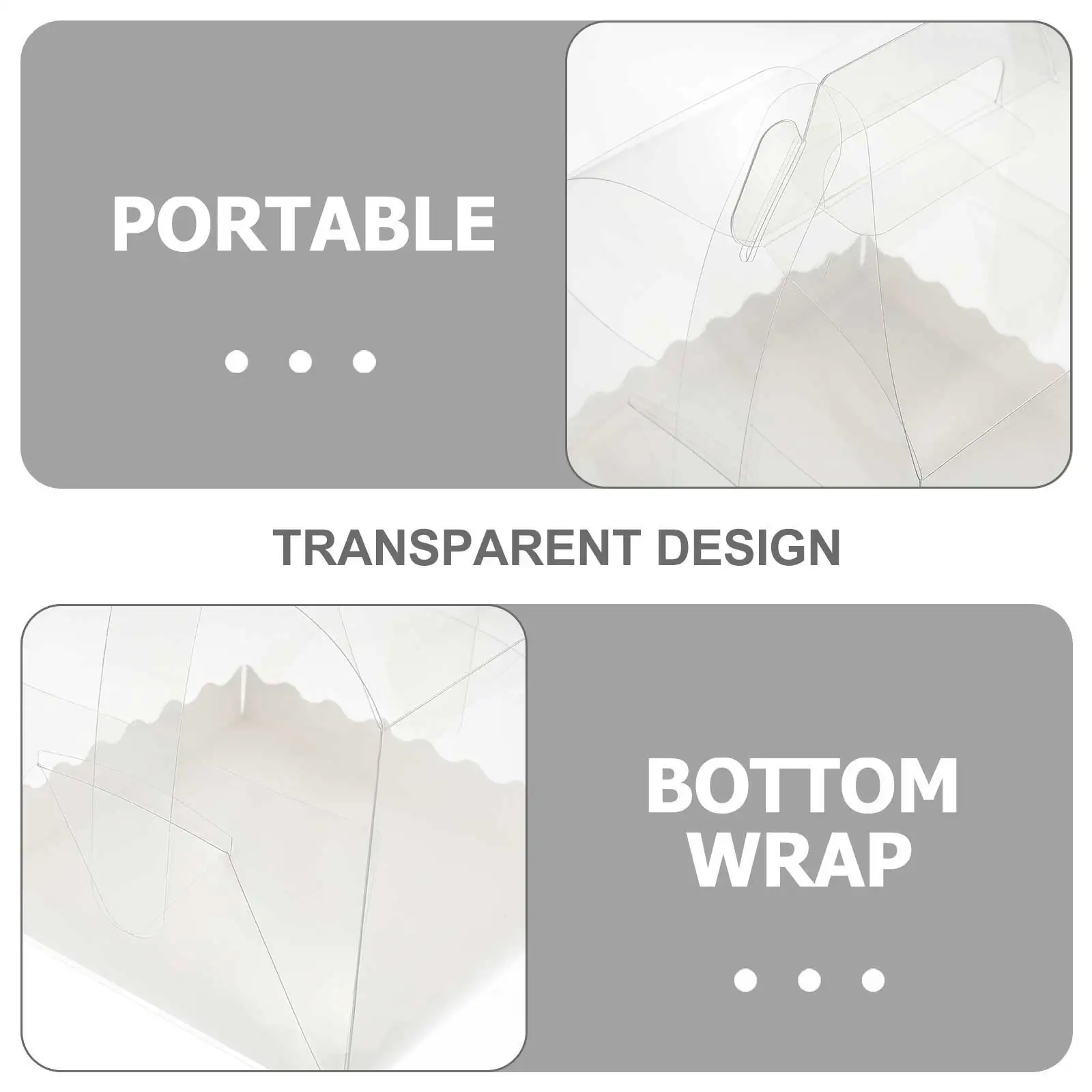 

10 Pcs Cake Box Carrier Small Clear Boxes with Lid and Handle Heighten Packaging Plastic Container The Pet Carriers Disposable