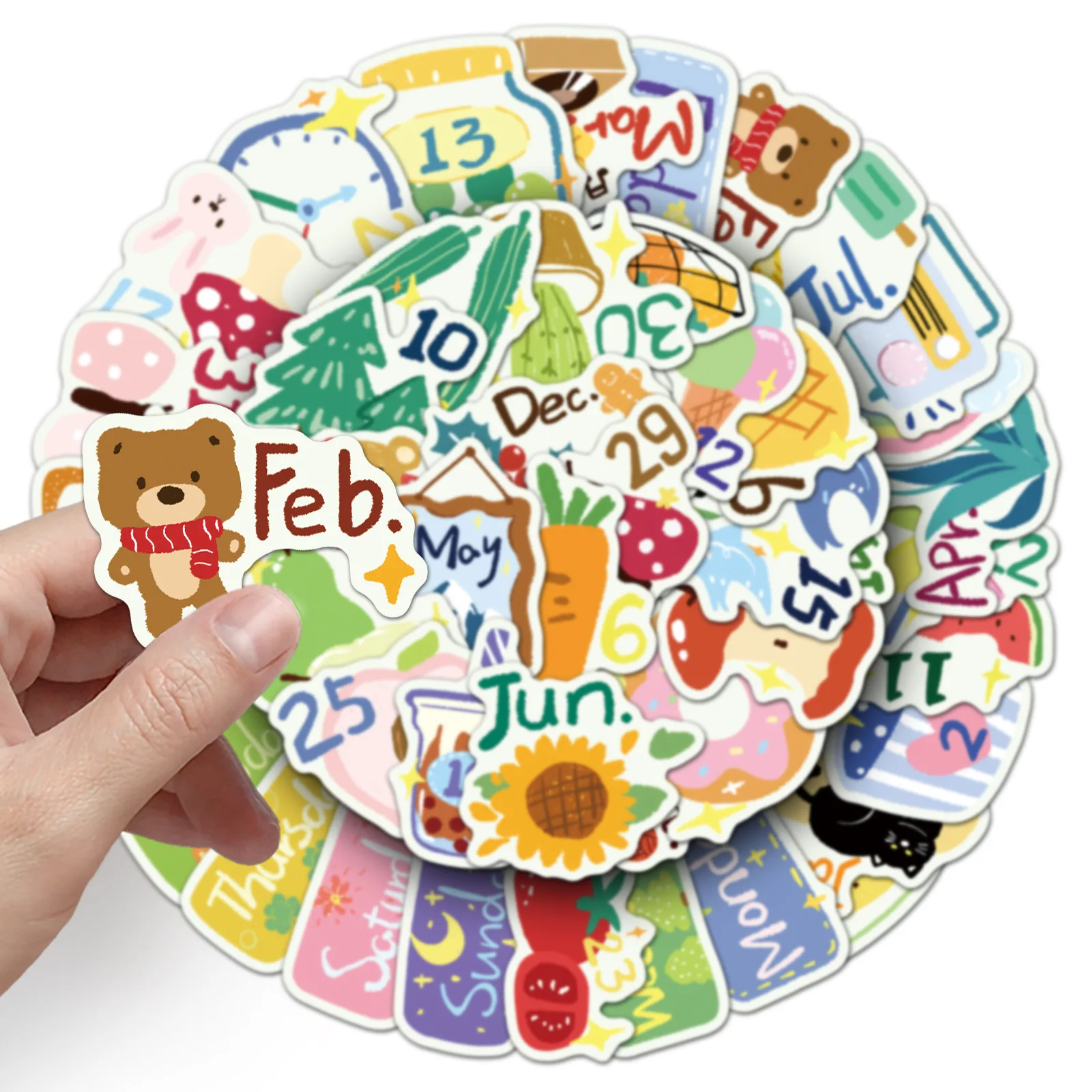 

10/30/50PCS Daily Payment Planner Cartoon Stickers Cute week date Record Graffiti Decal Notebook Phone Guitar Skateboard Kid Toy