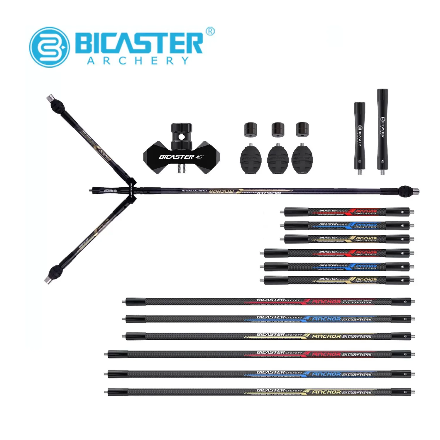 BICASTER Archery Bow Stabilizer 3K Carbon Balance Bar Main Rod/Side Rod 10inch 12inch 28inch 30inch+Extender+V-Bar+Damper+Weight
