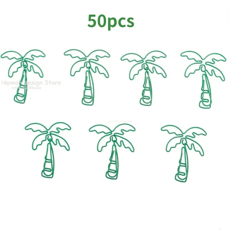 50pcs Coconut Tree Paper Clip Tree Shape Pin Special-shaped Pin Cute Paper Clips Decorative Metal Clip Planner Clips Paperclip