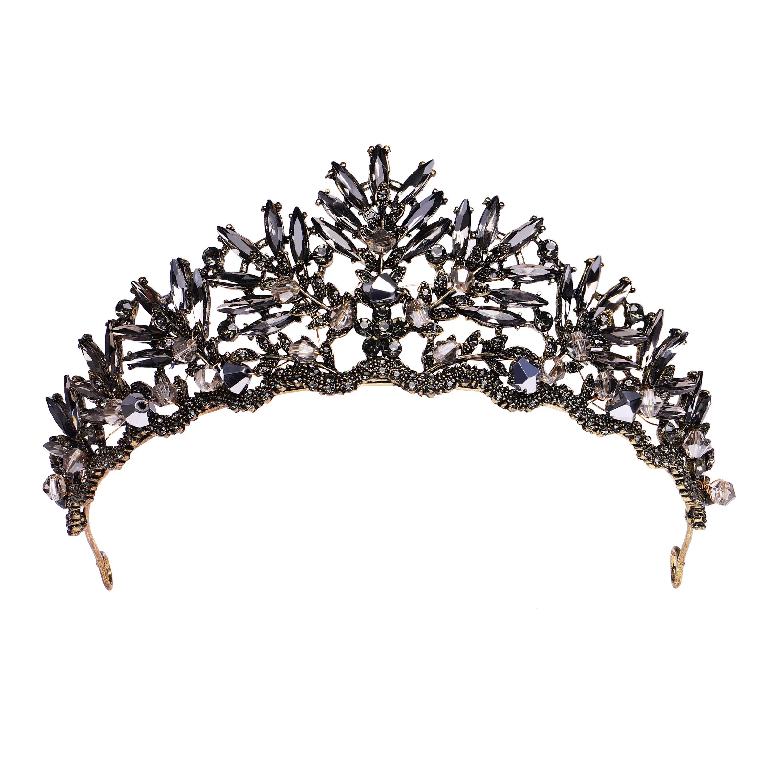 Coroas pretas para mulheres gótico retro strass tiara strass headwear feminino