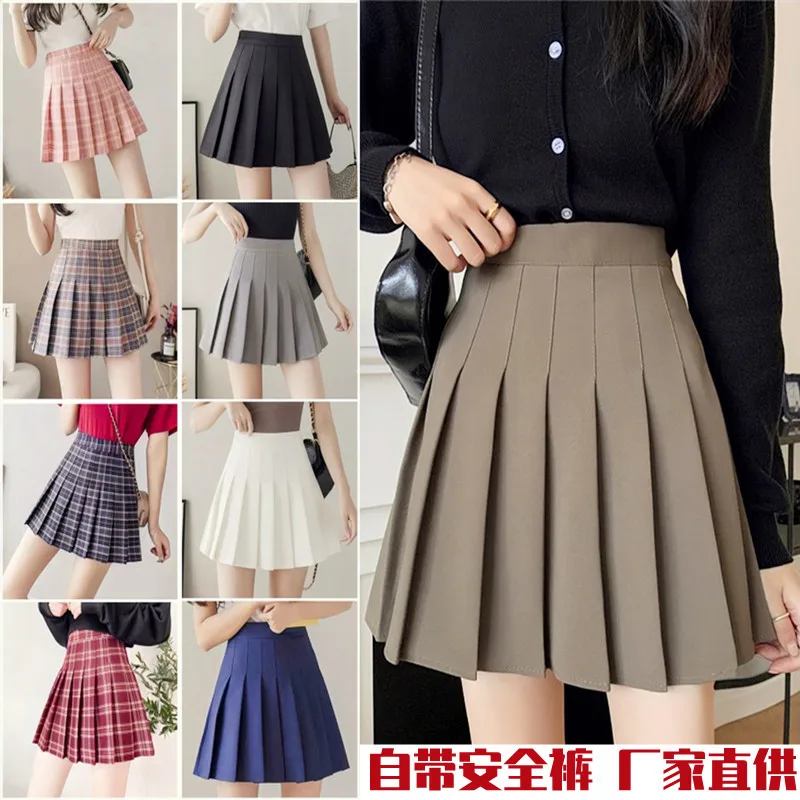 

Women High Waist Pleated Skirt y2k Summer Casual Kawaii A-line Plaid black tennis Japanese School Uniform Mini Skirts for Girls