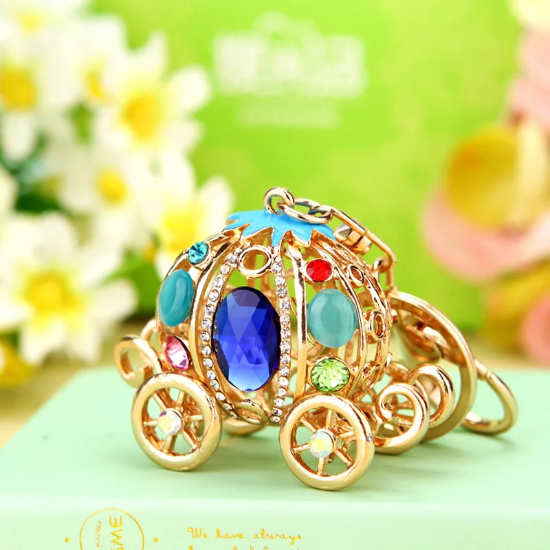 Full Rhinestone Crystal Pumpkin Keychains Car Keyrings Women's Bags Decoration Keychain Gifts Holiday Jewelry - view 3